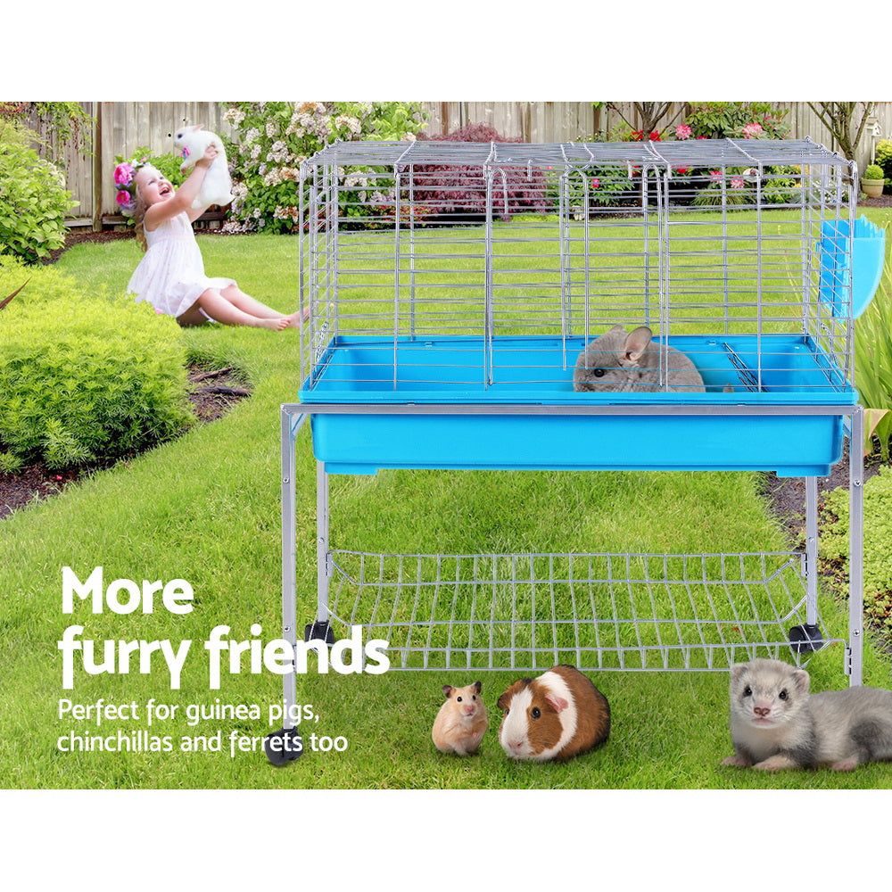 NNEDSZ Rabbit Cage Hutch Cages Indoor Hamster Enclosure Carrier Bunny Blue
