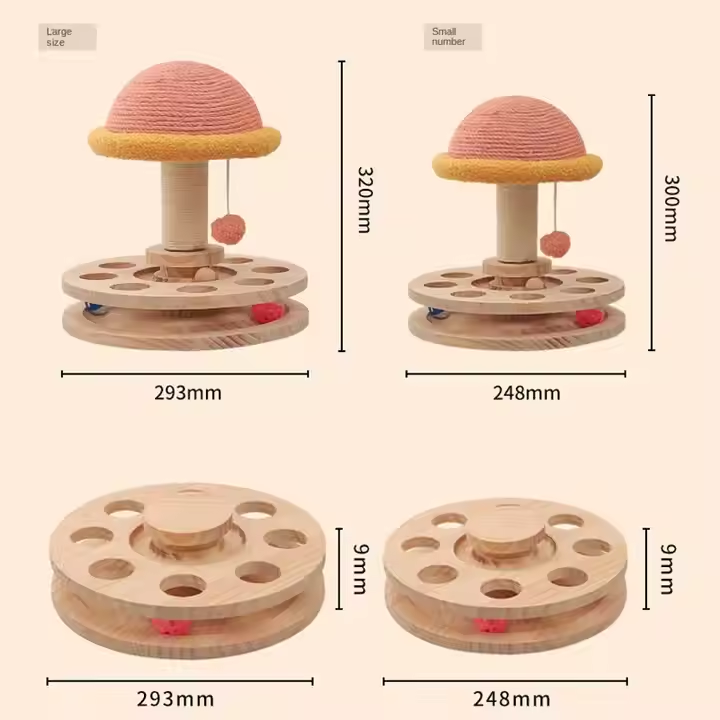 NNEDSZ Large Pink Interactive Cat Scratching Post with Ball Track – Fun Mushroom-Shaped Cat Toy for Play, Scratching, and Entertainment