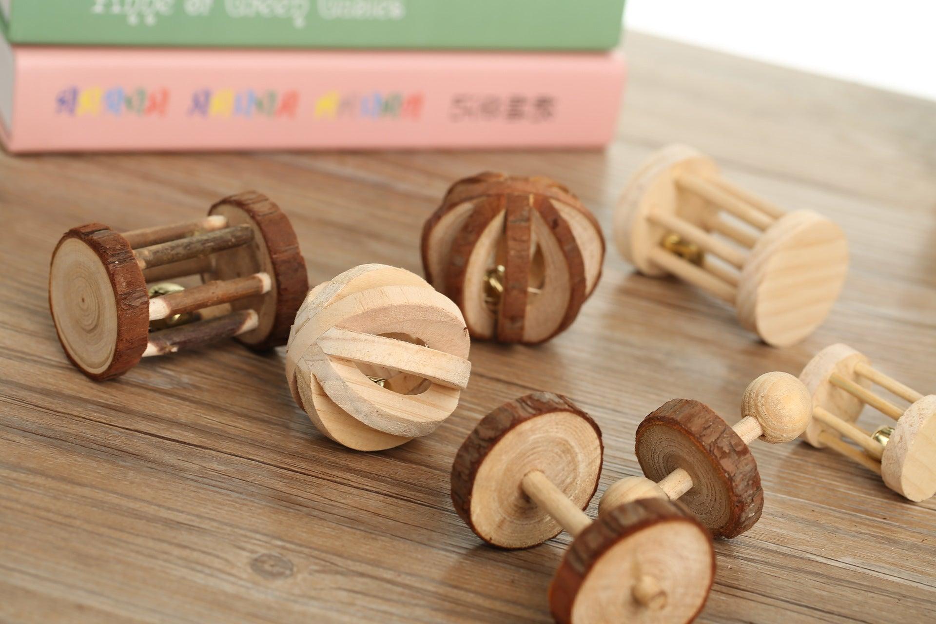 Wooden Pet Toy Combo: Hamster Bunny Parrot Cat Dog Molar Fun!