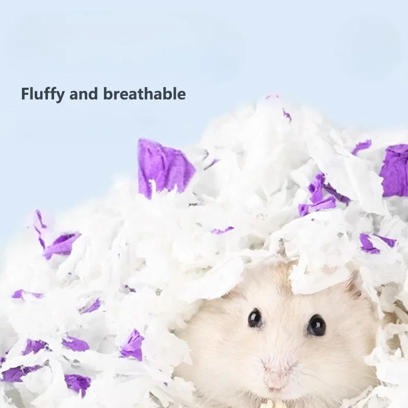 450g Cozy Hamster Bedding Absorbent & Odor-Control Paper Cotton for Syrian Hamsters - Cage Litter & Nesting Material pet items