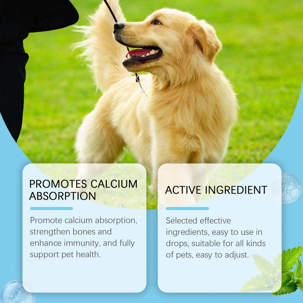 Strong Bones Pet Vitamin Supplement Drops Promote Calcium Absorption Boost Immunity Enhance Vitality Dietary Supplement Drops