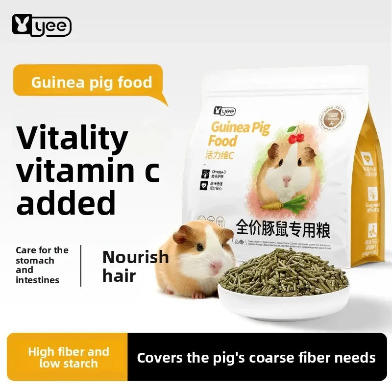 Yee Guinea Pig Food High Fiber &VC-Complete Diet for Skin&Coat,Adult&Young Piggies,Cavies,Timothy Hay Based Pet Guinea Pig Feed