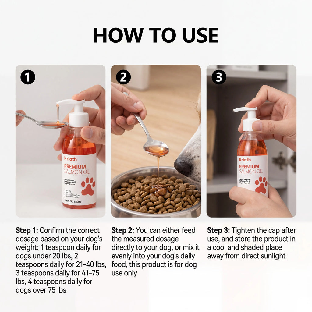 Natural Salmon Oil for Pets Dog Food Topper Liquid Vitamin E Supplement Shiny Coat and Heart Health Gentle Formula Pump Bottle