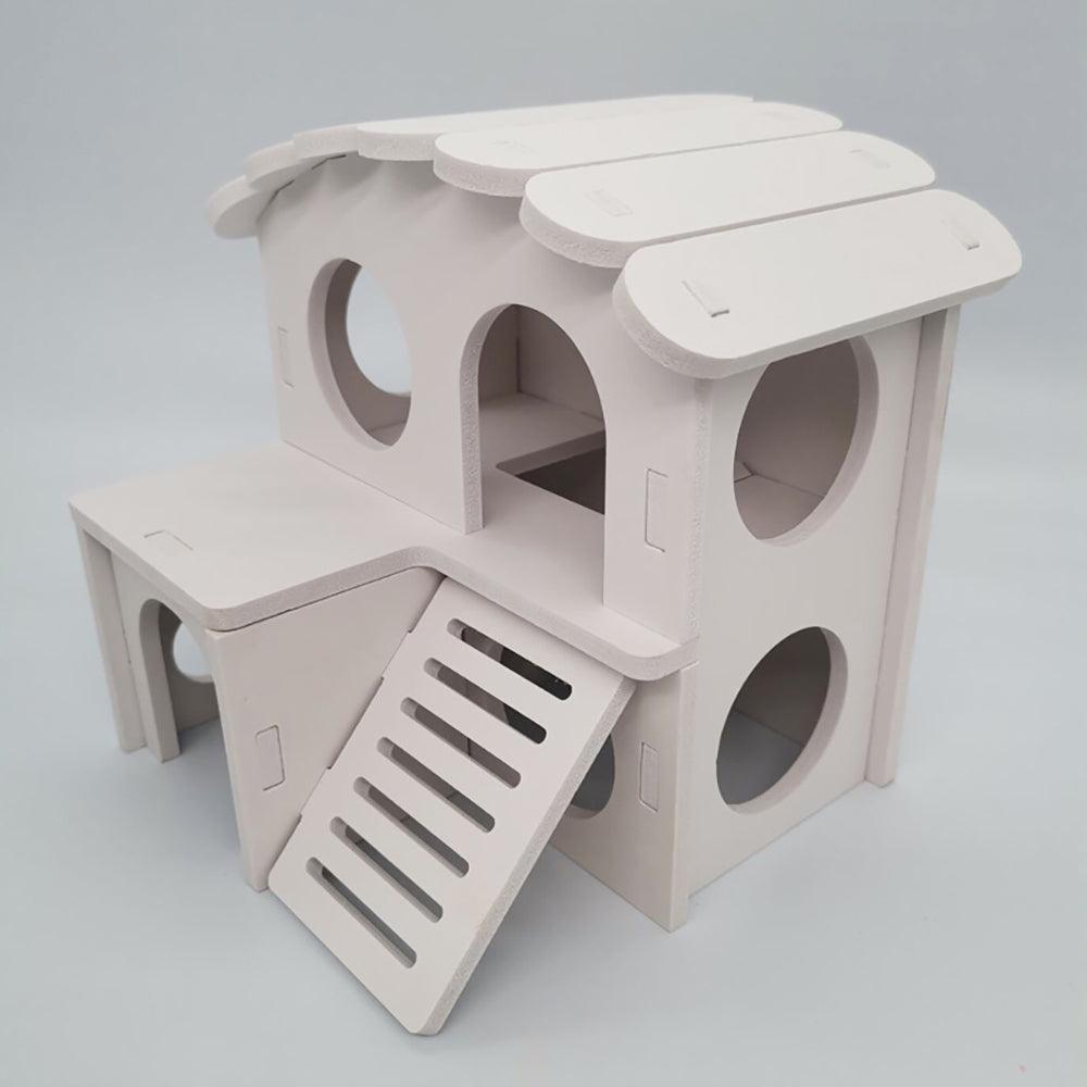 Colorful Double-Storey Hamster Sleeping Nest: A Stylish Wooden Villa Toy For Small Pets