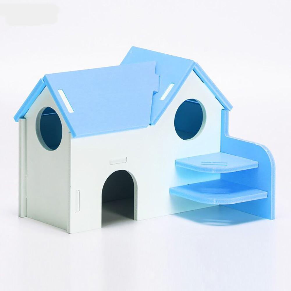Colorful Double-Storey Hamster Sleeping Nest: A Stylish Wooden Villa Toy For Small Pets