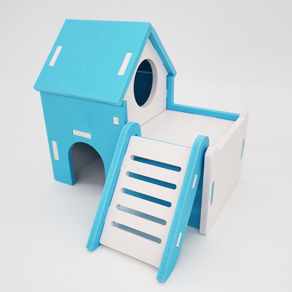 Colorful Double-Storey Hamster Sleeping Nest: A Stylish Wooden Villa Toy For Small Pets