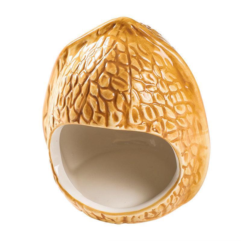 Cozy Nutshell Ceramic Hamster Nest