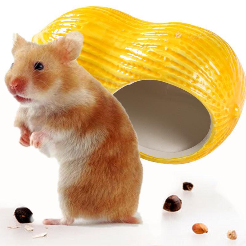 Cozy Nutshell Ceramic Hamster Nest