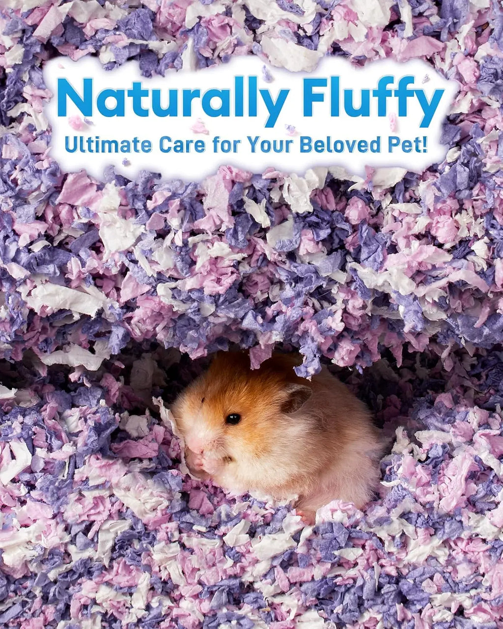 Hamster Bedding 15L, 99% Dust-Free Guinea Pig Paper Bedding Odor Control Paper Bedding, Cozy Small Animal Bedding for Rabbit Rat Syrian Dwarf Hamsters Gerbils (Lavender)