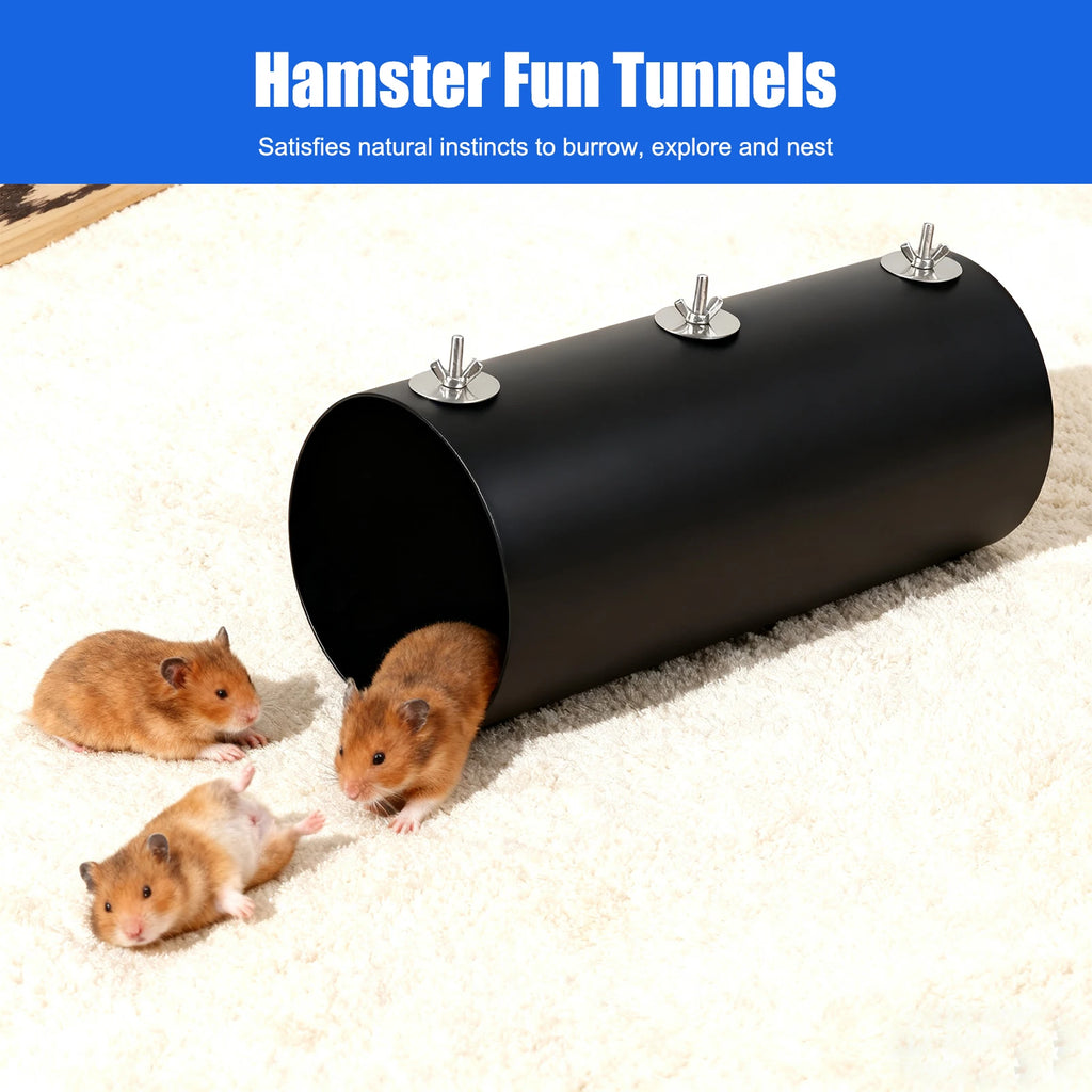 2 Piece Hanging Cooling Tunnel Toys Cage Accessories Exercising Training Tubes Metal Tube Toys for Guinea Pig Hamster Chinchilla