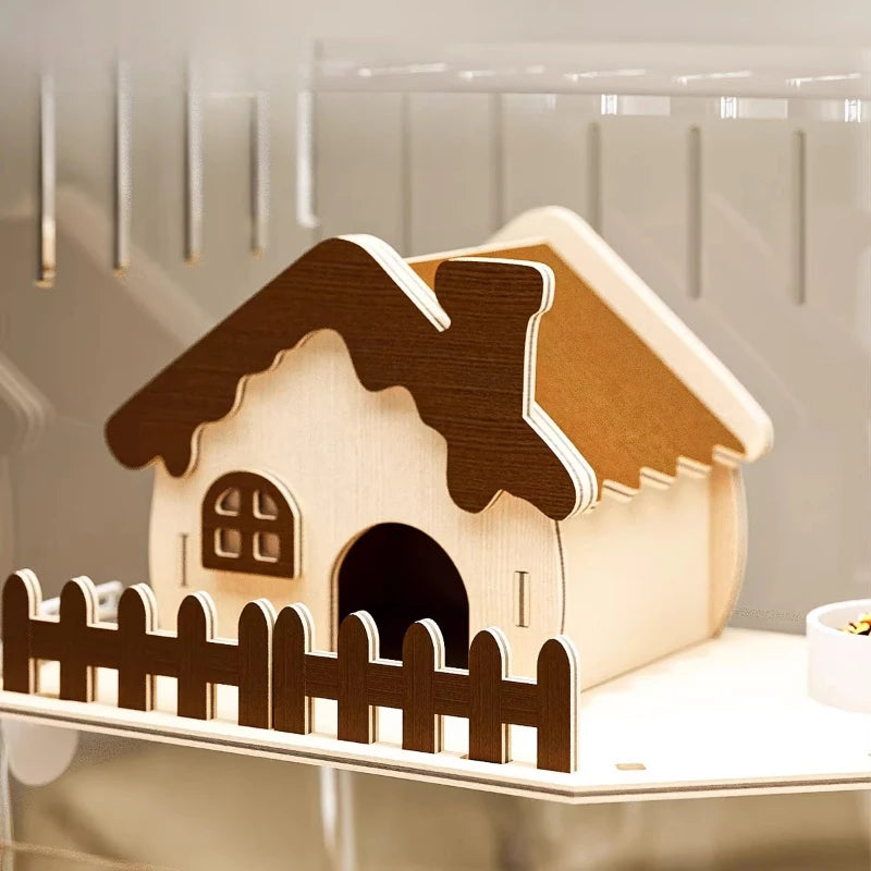 Acrylic Hamster Cage, 360째 View Hamster Villa, Large Luxury Anti-Chew Cage, Quiet Rolling Wheel, Easy to Clean