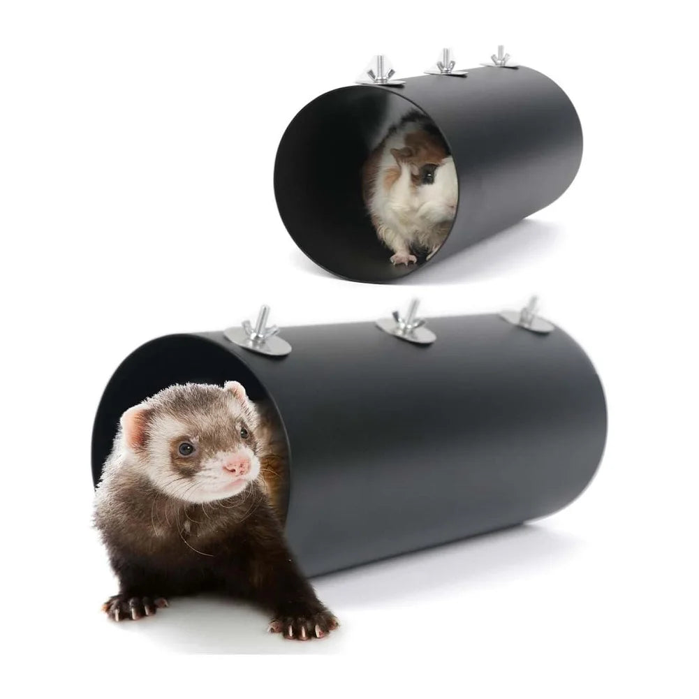 2 Piece Hanging Cooling Tunnel Toys Cage Accessories Exercising Training Tubes Metal Tube Toys for Guinea Pig Hamster Chinchilla