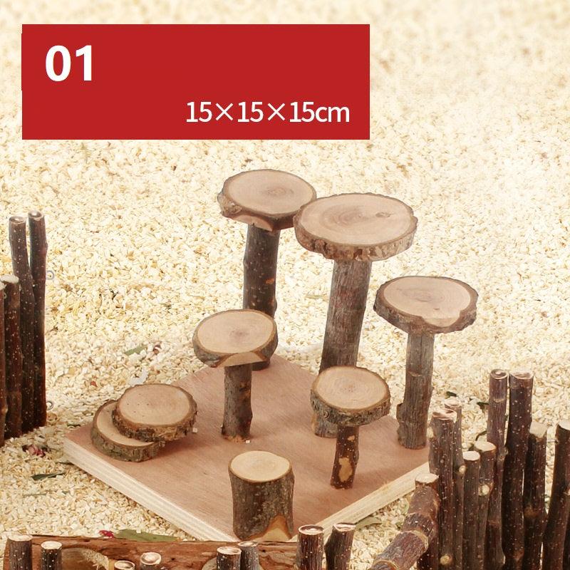 Natural Wood Hamster Playground Swing Fence Toy
