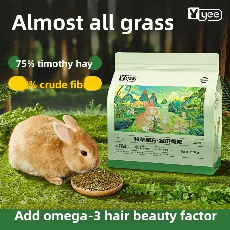 Yee Timothy Hay Based Rabbit Food, High Fiber Complete Pellets for Adult & Young Rabbits and Guinea Pigs