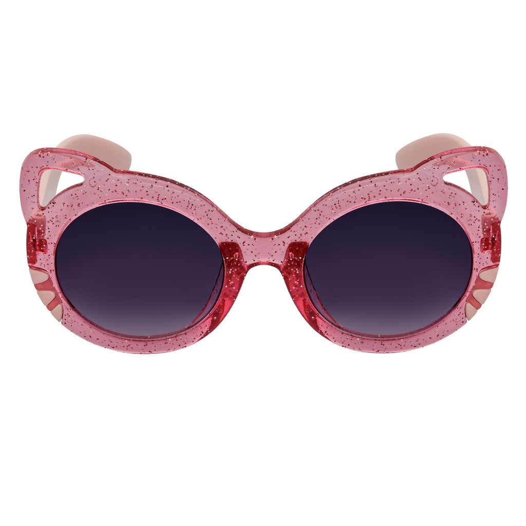 GLITTER CAT - Kids Small Round Glitter Cat Eye Sunglasses Pink Lavender