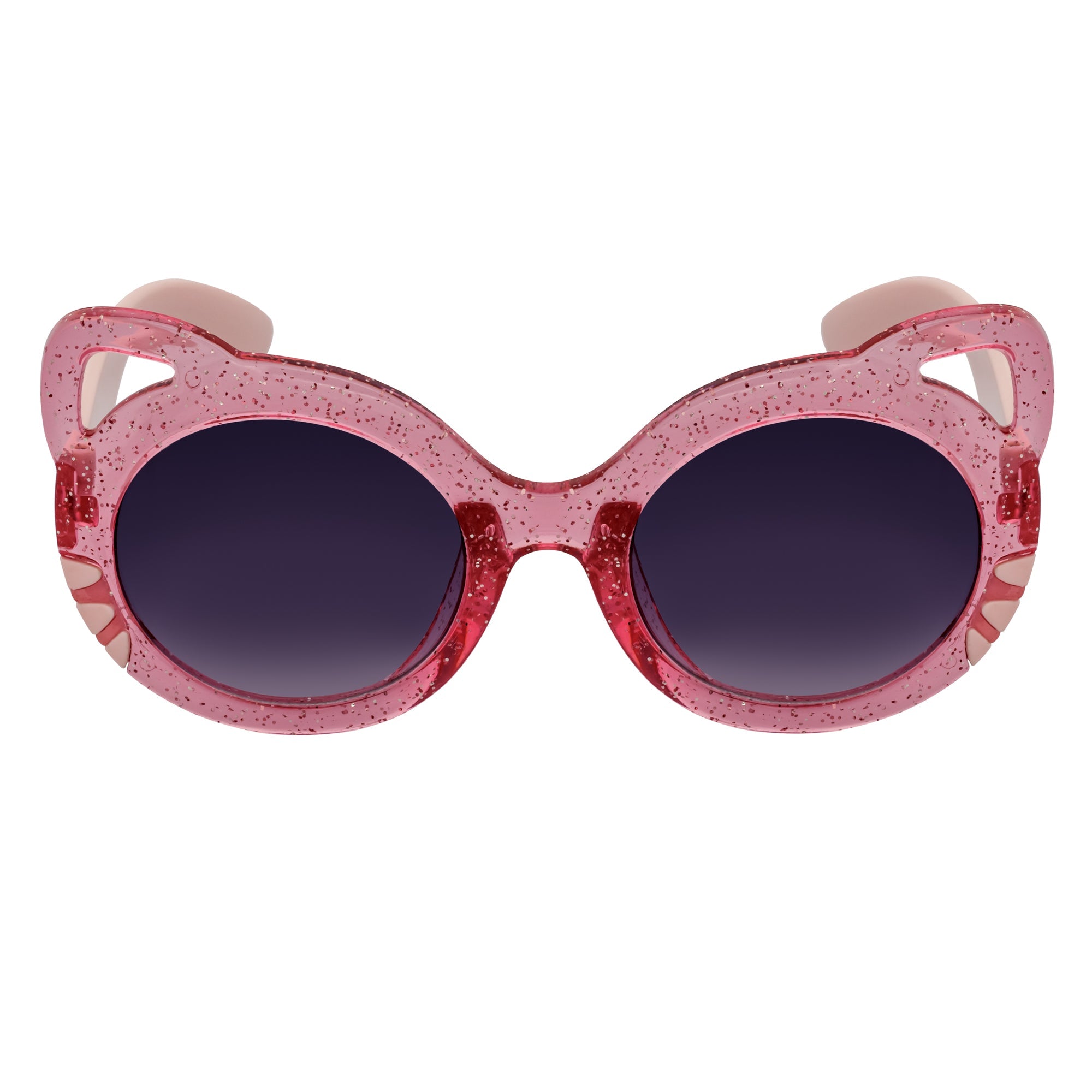 GLITTER CAT - Kids Small Round Glitter Cat Eye Sunglasses Pink Lavender