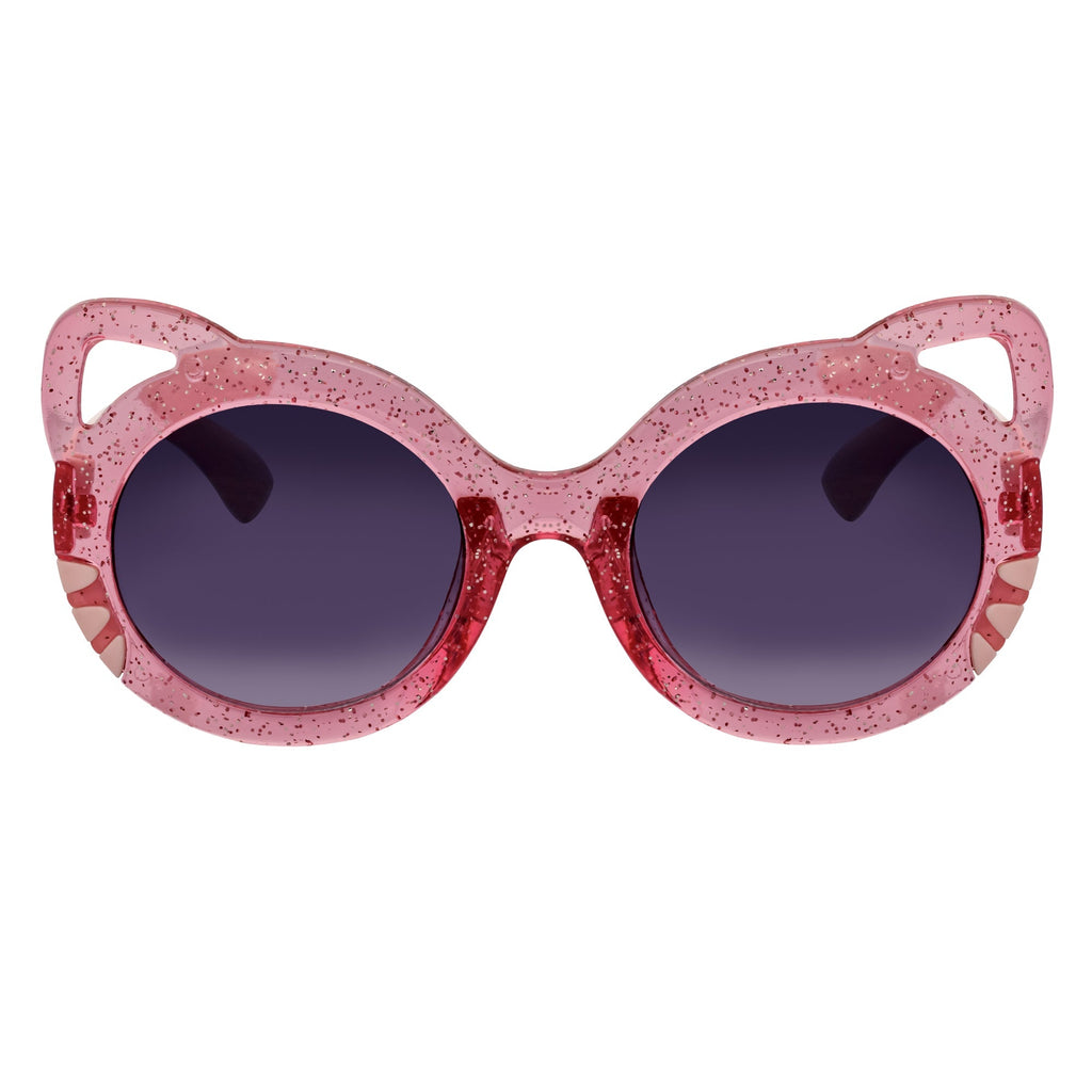 GLITTER CAT - Kids Small Round Glitter Cat Eye Sunglasses Pink Lavender
