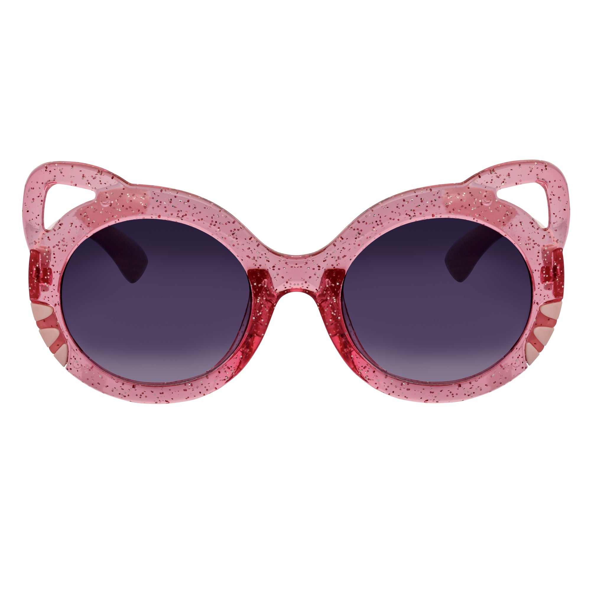 GLITTER CAT - Kids Small Round Glitter Cat Eye Sunglasses Pink Lavender