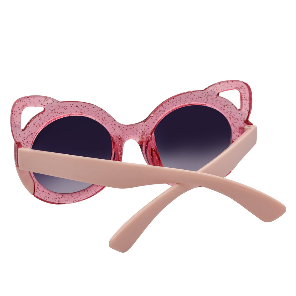 GLITTER CAT - Kids Small Round Glitter Cat Eye Sunglasses Pink Lavender