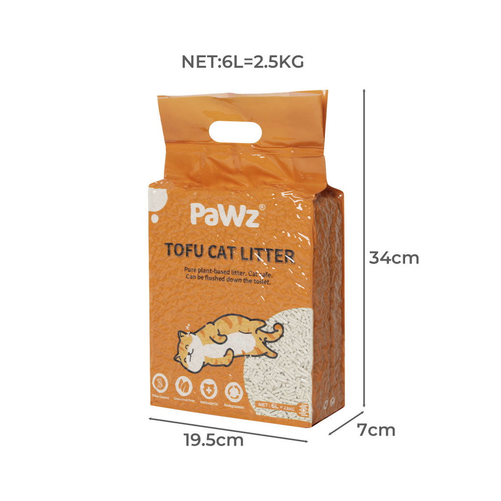 PaWz 2.5kg Tofu Cat Litter Clumping Natural x12